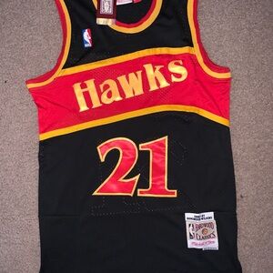 Dominque Wilkins Atlanta Hawks Mitchell & Ness Hawks Black and Red Jersey
